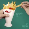 Borden twee cup-mond Fries Cup Saus Fry Dipping Serving 2 in 1 kegel dip plankhouder salade snackplaat