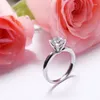 Cluster Rings 14K Au585 White Gold Ring Women Wedding Anniversary Engagement Party Heart 4 Claw Round Moissanite Diamond Elegant Trendy