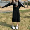 Spódnice Y2K Denimowa spódnica dla kobiet streetwear swobodny podzielony talia proste dżinsy 2023 Koreańska linia długa