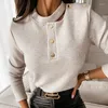 الزر اللواتي يرتدين بلوزات Harajuku الزر النحيف Bodycon Long Sleeve Office O.