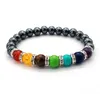 8mm Colorful Natural Stone Handmade Beaded Strands Charm Bracelets For Women Men Elastic Bangle Yoga Jewelry