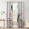 Curtain & Drapes Butterfly Girl Bicycle Flower Pink White For Kitchen The Bedroom Window Treatment Curtains Living Room Modern