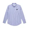 Designer Men's Casual Shirts Com des Garcons Spela CDG MAN RED HART Långärmad blå/vit randig skjorta