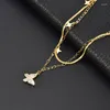 Choker LW Titanium Steel Butterfly Necklace Female Stars Double Cascade In Europe And The Exaggerated Collarbone Chain