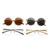 Women's fashion designer sunglasses rimless round decorative leopard head paint mirror leg personalized trend glasses