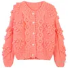 Femmes tricots rétro pull 2023 printemps automne femmes col rond manches longues crochet ample tempérament tricoté Cardigan manteau femme