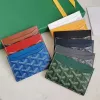 Titular de cartas de grife de luxo Mini Mini carteira genuína goya couro com bolsa de caixa feminino homem bolsa mens chaveiro credit credit mini bolsa charme marrom tela marrom