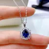 Chains 2023 Imitation Sapphire Pendant With Diamond 925 Silver Necklace Women's INS Set Spot