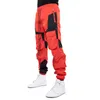 Calças Masculinas Bolso Lateral Cargo Hip-hop Combinação de Cores Casual Calças de Jogging Moda Rua Pantalones