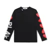 مصمم Tee Men Thirts Com des Garcons يلعب CDG ARM Long Sleeve Red Heart T-Shirt Black Usisex XL Streetwear New