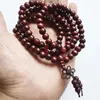 Strand 8mm Natural Sandalwood Buddhist Buddha Wood Prayer Beaded Knot Red Ebony Unisex Men Armband Bangles for Women Gift