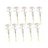 Fleurs décoratives Plaqué Or 24K Galaxy Rose 10pcs Fleur Artificielle Pour Toujours Cadeaux Romantiques Roses Éternelles Pour La Saint Valentin