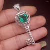 Pendentif Colliers Bijoux De Mode Unique Véritable 925 Argent Soleil Vert Topaze Brillant Collier Cadeaux Pour Femmes Filles 20234013