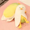 Lustiges Enten-Peluche-Spielzeug, Kawaii-Frucht-Mango, verwandelt sich in Enten, Plüschkissen, weiche Puppen, gefüllt für Kinder, Mädchen, interessante Geschenke