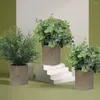 装飾的な花3パックミニ人工鉢植え植物ユーカリボックスウッドローズマリーグリーンのための屋内オフィスの装飾