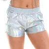 Women's Shorts Summer Women Metallic Shorts Elastic Waist Shiny Pants Rave Dance Booty Shorts with Pockets Sexy Party Club Shorts Bottoms 230325