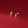Stud WANTME 925 Sterling Silver Cute Love Heart CZ Zircon Mini Small Spiral Bead Earrings Birthday Piercing Women Jewelry Gift 230325