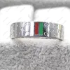 Designer Red and green bars 5mm ring titanium steel men's models women's models rose gold couple ring jewelry with box