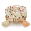 6pcs/conjunto pulseira de miçangas boêmios Conjunto para mulheres borlas charme miçangas de sementes coloridas pulseira de cadeia de jóias étnicas femininas boho