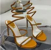 Sandálias de Salto Alto Sapatos de Strass Feminino Envoltório de Tornozelo Salto Alto Cristal de Casamento Cobra Incrustada Designer de Luxo Moda 9,5cm RC Cleo Rene Caovilla Com box01