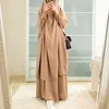 Ethnic Clothing Muslim Sets Jilbab Abaya Dubai Clothes for Islam Women Large Hem Dresses Casual Solid Color Robe Traditional Festival Clothes 230325