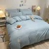 Bedding Sets Grey Pink Set Nordic Girls Single Double Size Simple Solid Color Duvet Cover No Fillings Soft Home Textile Decor