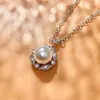 Pendant Necklaces Huitan Temperament Elegant Simulated Pearl Necklace Bride Wedding Accessories Inlaid Shiny Crystal CZ Trendy Jewelry For