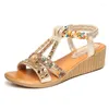 Dress Shoes Summer Women Sandals 2023 Fashion Sexy Wedges Casual Female Comfortable Low Heels Luxury Designer Crystal