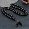 Strang Glänzend Matt Schwarz Wickelarmband Klassischer Naturstein 108 Mala Perlen Halskette Für Frauen Männer Gebet Buddhistischer Yoga Schmuck Geschenke