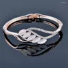 Z8ff Charm Bracelets Bangle Leeker Korean Style Opal Hollow Leaf Bracelet for Women Rose Gold Silver Color Jewelry 2023 Wedding Accessories 203 Lk6