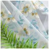Gordijnblauwe bloemen geborduurde voile voor slaapkamer kanten golf bodem rustiek land delicaat netto stoffen boord tende js185c