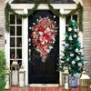 Decorative Flowers Christmas Candy Wreath Cane Front Door Wall Decorations Upside Down Hanging Ornament Window Red Berry Garland Outdoor