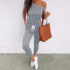 Kvinnors jumpsuits Rompers 2023 Summer Black Jumpsuit Women Off Shoulder Kvinna Kort ärm Elegant Romper Beach totalt sett