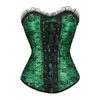 Bustier Corsetti Overbust per le donne Burlesque Flower Print Lace Up Corset Bustier Top Plus Size KorseBlack Red Purple And GreenBustier