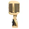 Microfones Profissional Wired Vintage Classic Microfone Dynamic Vocal Mic for Live Performance Karaoke (ouro)