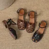 Sandales cheville boucle confort chaussures pour femmes bout ouvert tissage sandales été femmes chaussures plates grande taille Beige filles Sandalias Mujer AA230325