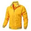 Vestes pour hommes Veste de mode d'affaires pour hommes Col montant Fermeture à glissière décontractée Sports de plein air Manteau Coupe-vent