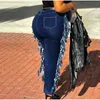 Combinaisons grande taille pour femmes Barboteuses Grande taille Bords usés cassés Gland déchiré Jean skinny extensible 4XL Sexy Street Découpé Trous creux Slim Fit Crayon Denim 230325