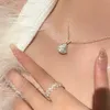 Van klaver kettingontwerper hangerse sieraden nieuw licht luxe model kleine rok sleutelbeen ketting vol diamanten witte eenvoudige luxe ketting