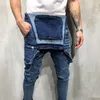 Calça masculina moda de moda rasgada jeans skinny destruído