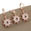 Halsbandörhängen Set Trend 585 Rose Gold Color Hanging Stes for Women mode Högkvalitativ naturlig zirkonblomma smycken