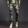 Herrbyxor mode högkvalitativ smal militär kamouflage casual taktisk last streetwear harajuku joggers män kläder byxor 230325