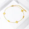 Anklets Fashion Frosted Lucky Four-blad klavers uitgehold veer Simple Damesstijl Anklet