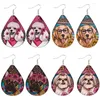 Boucles d'oreilles pendantes Western Dogs Teardrop Sublimation Design Leopard Serape Tournesol Floral Et Glitter Dog Pattern Animal