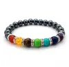 8mm Colorful Natural Stone Handmade Beaded Strands Charm Bracelets For Women Men Elastic Bangle Yoga Jewelry