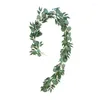 Flores decorativas 8 PCs Artificial Eucalyptus Garland com salgueiro Folhas de salgueiro 6,5 pés vegetarianos falsos videiras Ivy Casamento Decoração em casa por atacado