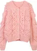 Femmes tricots rétro pull 2023 printemps automne femmes col rond manches longues crochet ample tempérament tricoté Cardigan manteau femme