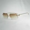 Luxe designer mode zonnebril 20% korting op vintage diamant snijdende randloze mannen oculos lensvorm voor vrouwen schaduw metalen frame heldere bril gafas