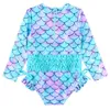 Ropa de baño BAOHULU Lindo niño bebé niña traje de baño de manga larga UPF50 Trajes de baño infantiles Traje de baño con volantes brillantes Ropa de playa para niños 230325