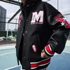 preppy style MEDM 53 embroidery baseball jackets leather sleeve men designer jacket spring mens coats